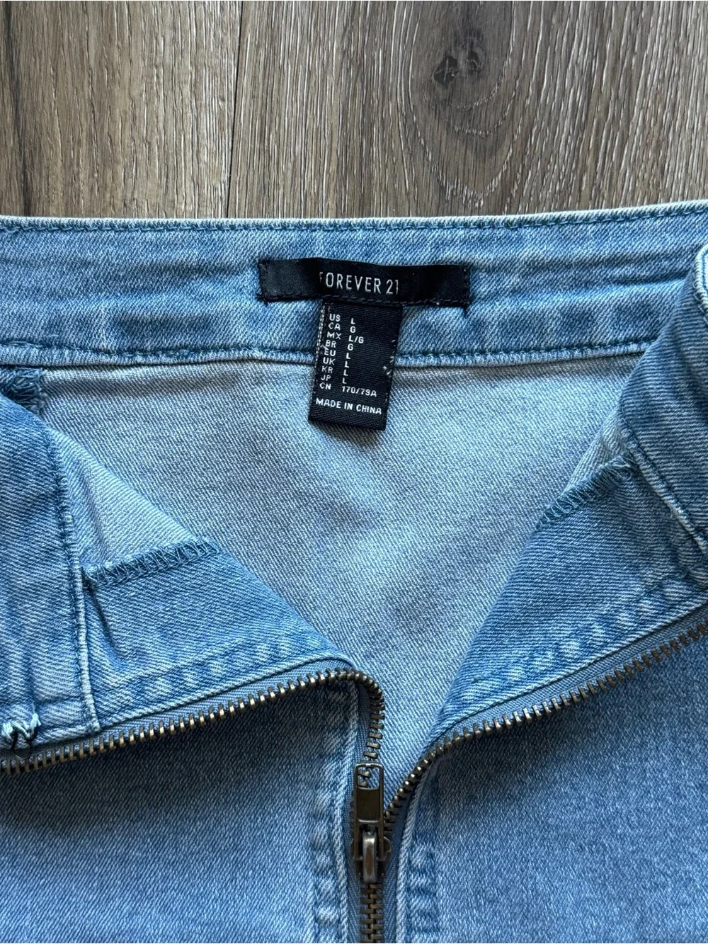 Forever 21 Blue Denim Front-Zip Mini Skirt